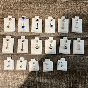 Lot of 17 Body Jewelry 316L Surgical Steel Belly Rings Bar Earring New
